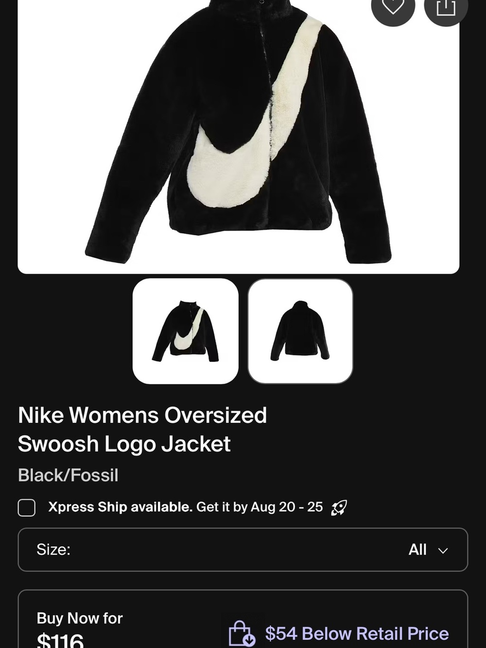Nike Women's Teddy Swoosh Jacket - Black & Cream